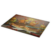 Kürbis-Charaktere, die Kuchen schneiden Schneidebrett (Ecke)