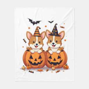 Kürbis-Corgi-Party Fleecedecke