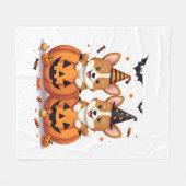 Kürbis-Corgi-Party Fleecedecke (Vorderseite (Horizontal))