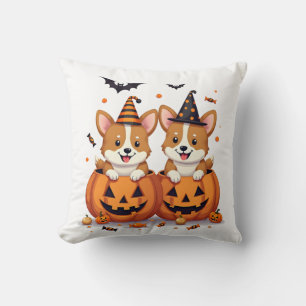 Kürbis-Corgi-Party Kissen