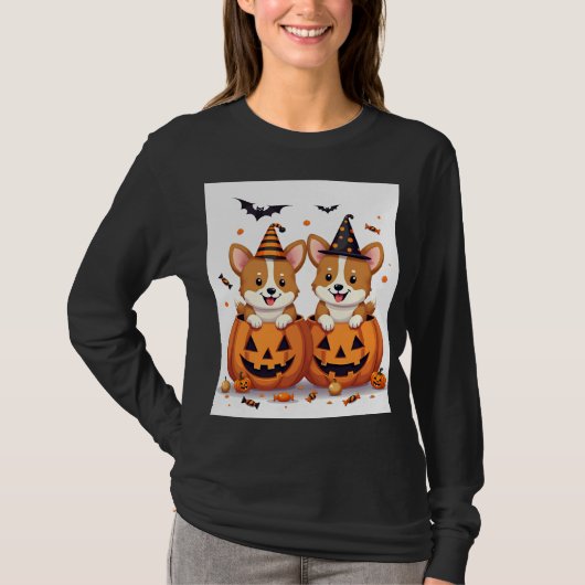 Kürbis Corgi Party T-Shirt (Vorderseite)