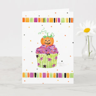 Kürbis-Cupcake-Halloween-Grußkarte Karte