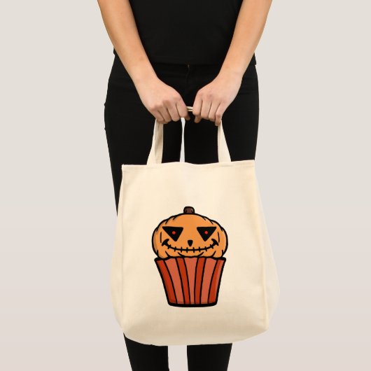 Kürbis-Cupcake-Halloween Tragetasche (Vorderseite (Produkt))