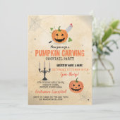 Kürbis, der Halloween-Party-Cocktail-Netze Einladung (Stehend Vorderseite)