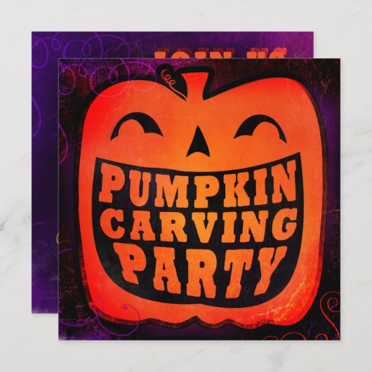 Kürbis, der Party Einladungen schnitzt (Vorne/Hinten)