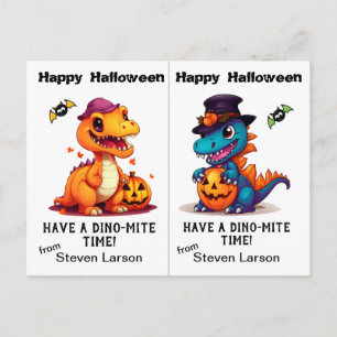 Kürbis-Dinosaurier-Schulparty Halloween Postkarte