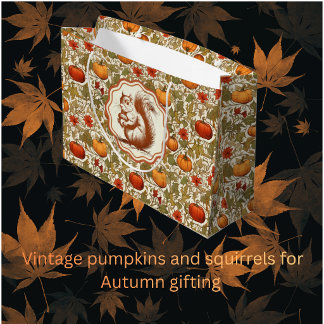 Kürbis Eichhörnchen Herbstfarben Große Geschenktüte
