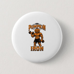 Kürbis Eisen Vintage Bodybuilder Halloween Design_ Button