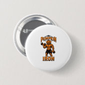 Kürbis Eisen Vintage Bodybuilder Halloween Design_ Button (Vorne & Hinten)