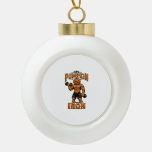 Kürbis Eisen Vintage Bodybuilder Halloween Design_ Keramik Kugel-Ornament
