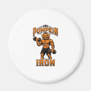 Kürbis Eisen Vintage Bodybuilder Halloween Design_ Magnet