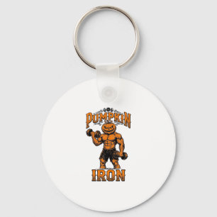 Kürbis Eisen Vintage Bodybuilder Halloween Design_ Schlüsselanhänger