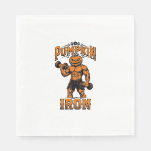 Kürbis Eisen Vintage Bodybuilder Halloween Design_ Serviette