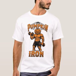 Kürbis Eisen Vintage Bodybuilder Halloween Design_ T-Shirt