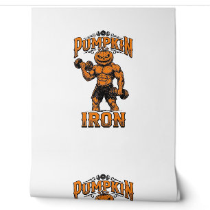 Kürbis Eisen Vintage Bodybuilder Halloween Design_ Tapete