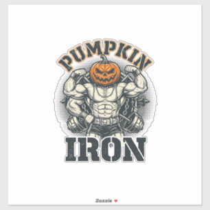 Kürbis Eisen Vintage Bodybuilding Halloween Design Aufkleber