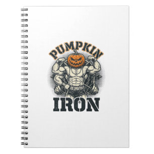 Kürbis Eisen Vintage Bodybuilding Halloween Design Notizblock