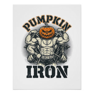Kürbis Eisen Vintage Bodybuilding Halloween Design Poster