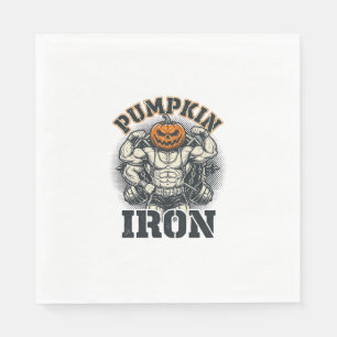 Kürbis Eisen Vintage Bodybuilding Halloween Design Serviette