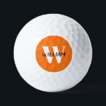 Kürbis | Eleganter schwarzer Name und weißer Anfan Golfball<br><div class="desc">Kürbis | Eleganter schwarzer Name und weißer Anfangsbuchstabe</div>