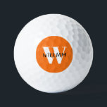 Kürbis | Eleganter schwarzer Name und weißer Anfan Golfball<br><div class="desc">Kürbis | Eleganter schwarzer Name und weißer Anfangsbuchstabe</div>