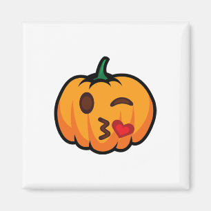 Kürbis-Emoji Ein Auge Offen Zwinkern Kuss Liebe Sp Magnet