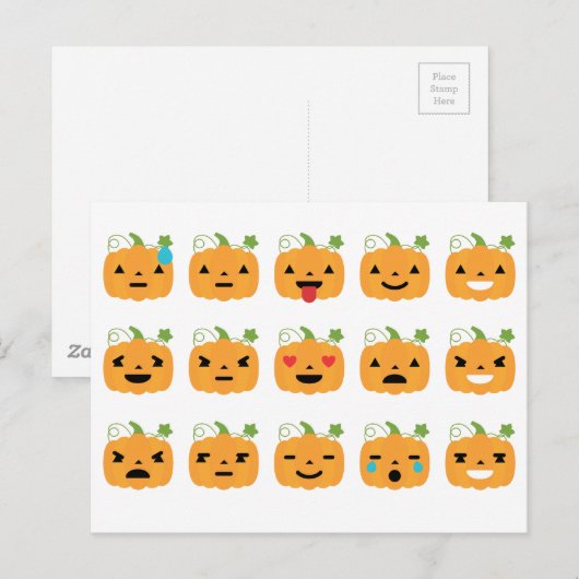 Kürbis-Emojis Postkarte (Vorne/Hinten)