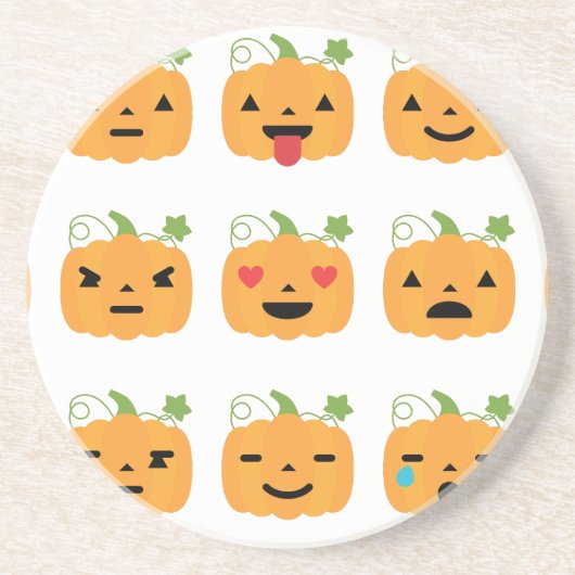Kürbis-Emojis Sandstein Untersetzer (Vorne)