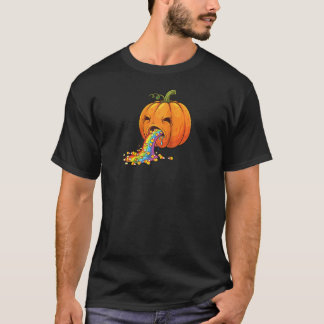 Kürbis-Erbrechender Candy Corn Regenbogen Gruselbe T-Shirt