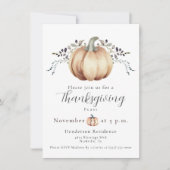 Kürbis Erntedank Dinner | Weiß Einladung (Vorderseite)