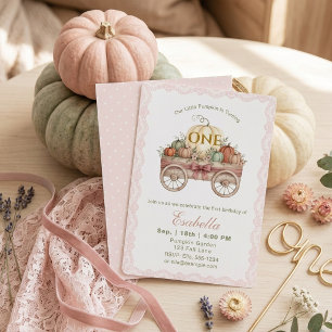 Kürbis Erster Geburtstag, Spitze Rosa Mädchen Einladung