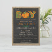 Kürbis-Fall-Jungen-Babyparty-Land-Einladung Einladung (Stehend Vorderseite)