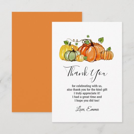 Kürbis, Fall Party, danke Karte (Vorne/Hinten)