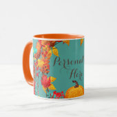 Kürbis fallen und Herbstblätter kränzen Tasse (Vorderseite Links)