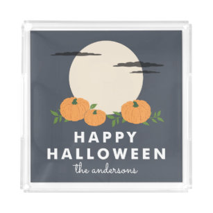 Kürbis-Flecken personalisiertes Halloween Acryl Tablett