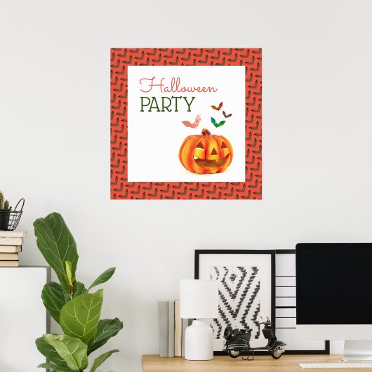 Kürbis & Fledermäuse, Halloween Willkommen Poster (Heimbüro)