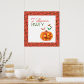 Kürbis & Fledermäuse, Halloween Willkommen Poster (Küche)