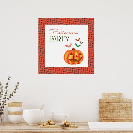 Kürbis & Fledermäuse, Halloween Willkommen Poster (Küche)