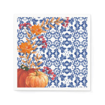 Kürbis floral Rustikal Herbst Karo Vintage