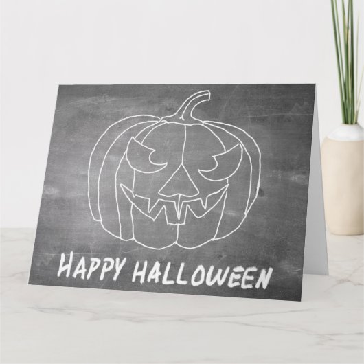 Kürbis für Halloween-3-Chalkboard-Look Karte (Vorderseite)
