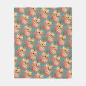 Kürbis, geblümt Terracotta orange und aquamarin Fleecedecke (Vorderseite)