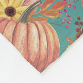 Kürbis, geblümt Terracotta orange und aquamarin Fleecedecke (Ecke)