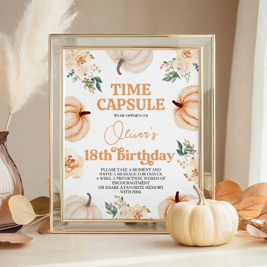 Kürbis Geburtstag Zeitkapsel 8x10 Schild