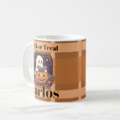 Kürbis-Geist-Süßigkeiten oder Saures Halloween Kaffeetasse (Vorderseite Links)