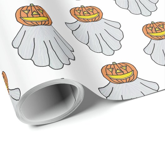 Kürbis-Geist (weiß) - Geschenkpapier (Rolleneckpunkt)