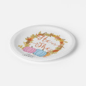 Kürbis-Geschlecht decken Party-PapierTeller auf Pappteller (Schrägansicht)