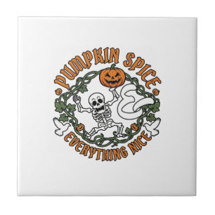 Kürbis-Gewürz Alles Schöne Halloween-Skelett V Fliese