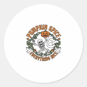 Kürbis-Gewürz Alles Schöne Halloween-Skelett V Runder Aufkleber