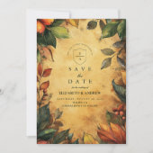 Kürbis-Gewürz-Blumenhochzeit Save The Date (Vorderseite)