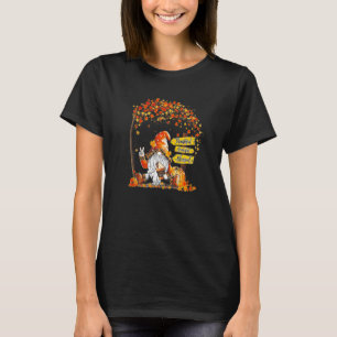 Kürbis-Gewürz-Gnom Hallo Herbst Orange Kariert Pa T-Shirt